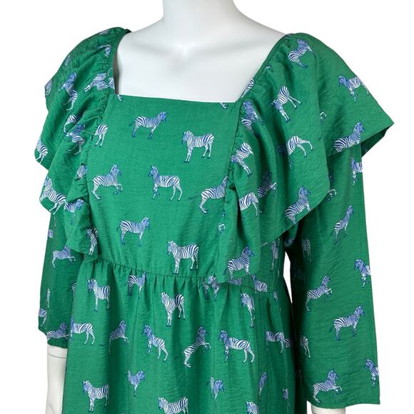 Michelle McDowell Mini Dress Size Medium Zebra Novelty Print Artsy Babydoll - Picture 3 of 9